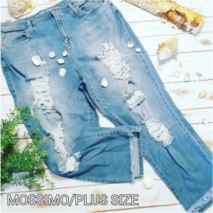Step Hem Distressed High Rise Crop Mom Jean